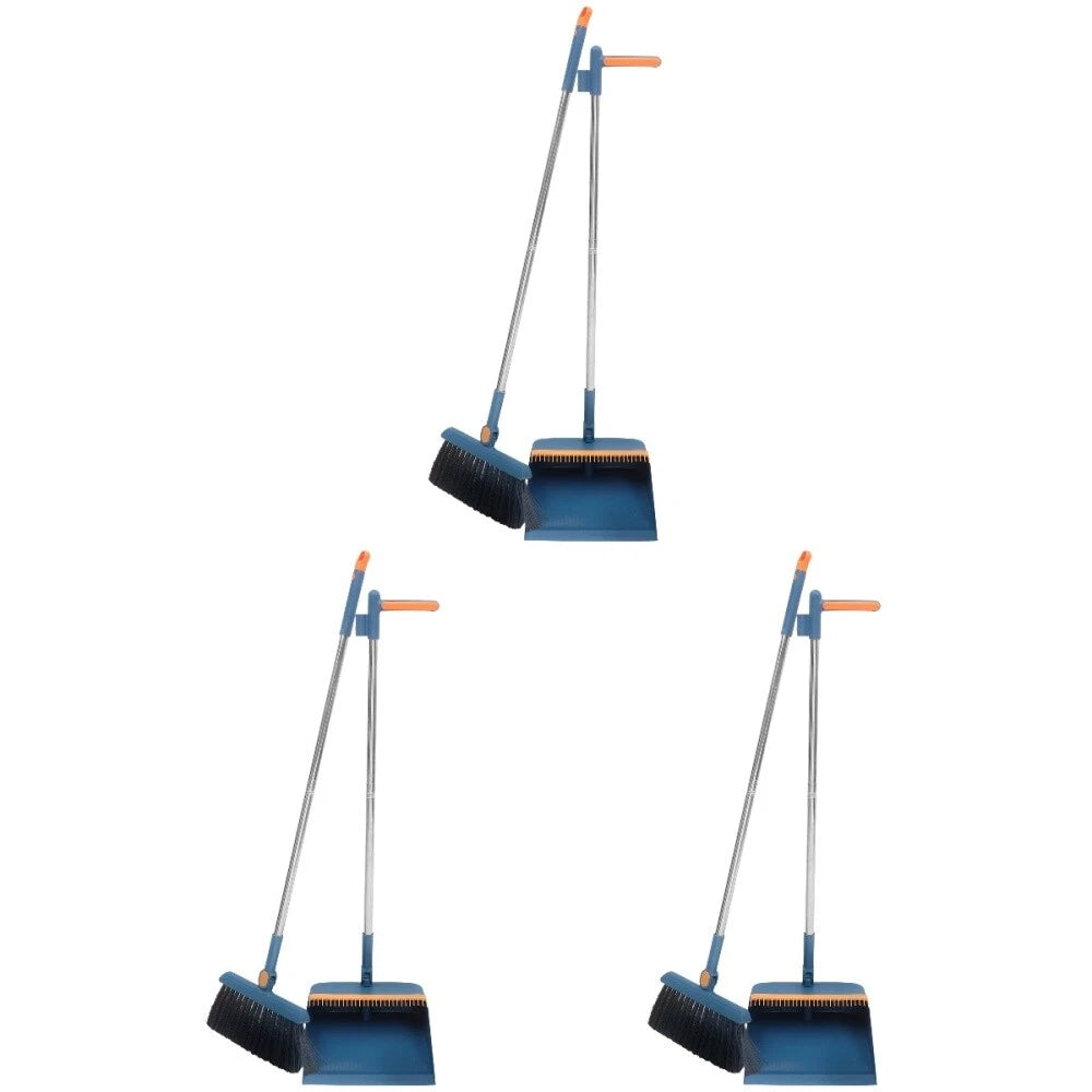 3 Sets Dustpan and Broom Set, Long Handle Broom,-