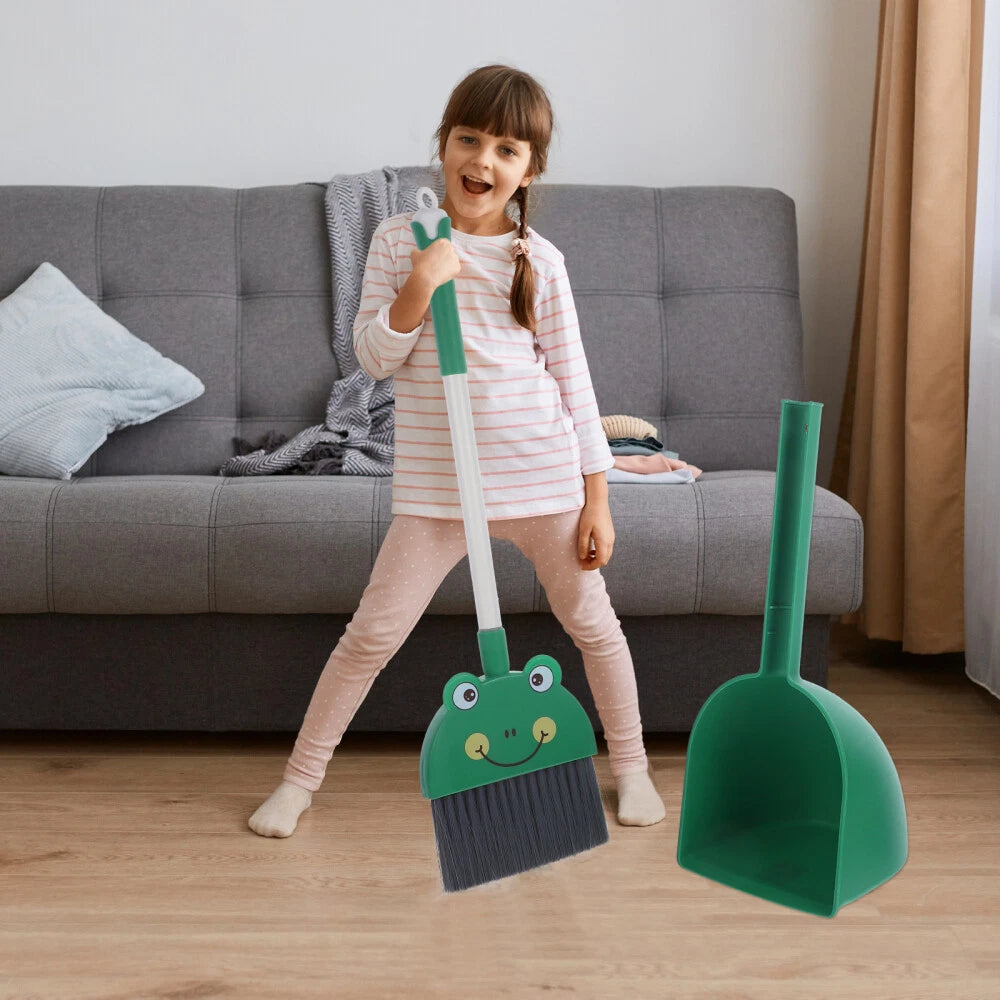2 Sets Kids Broom and Dustpan Kit Cartoon Broom Dustpan Set Adorable-