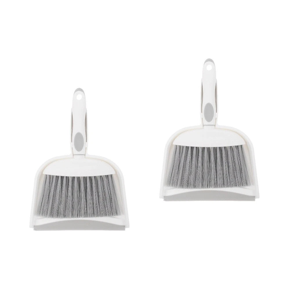 2 Sets Table Cleaning Small Broom with Dustpan Plastic Mini Duster-