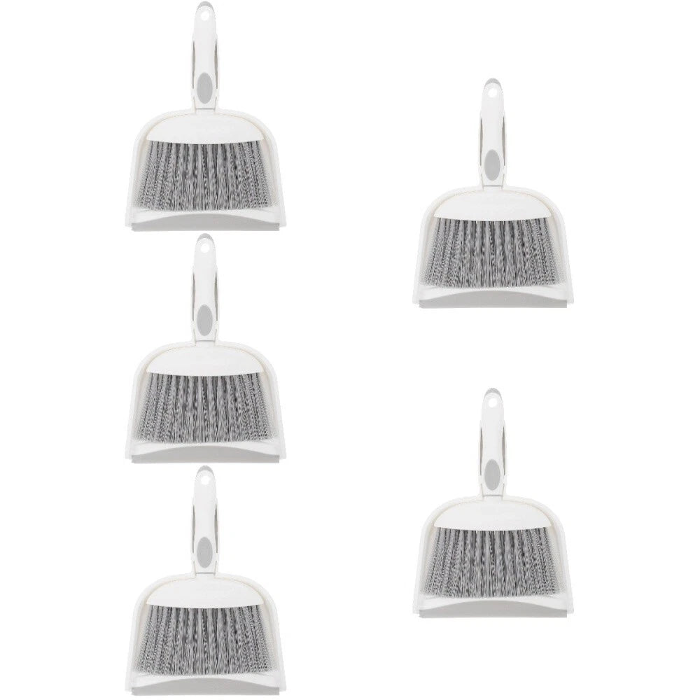 5 Sets Table Cleaning, Small Broom with Dustpan, Plastic,-