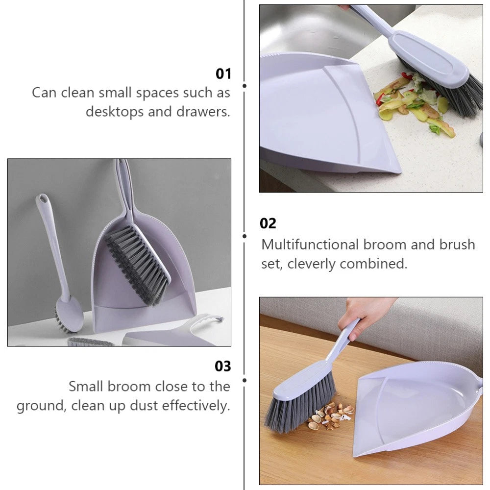 2 Pack Broom Dustpan Child Mini Brooms Small Cleaning Brush for Desk