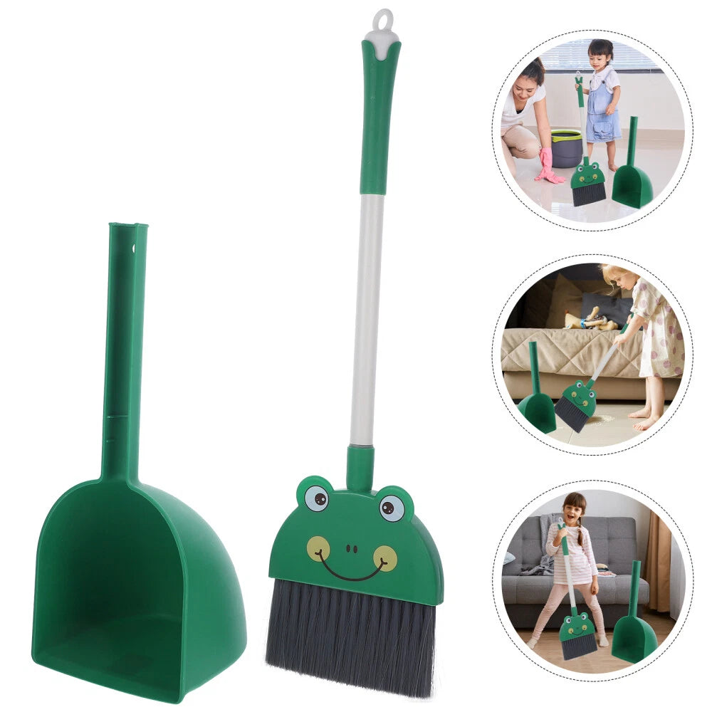 2 Sets Kids Broom and Dustpan Kit Cartoon Broom Dustpan Set Adorable-