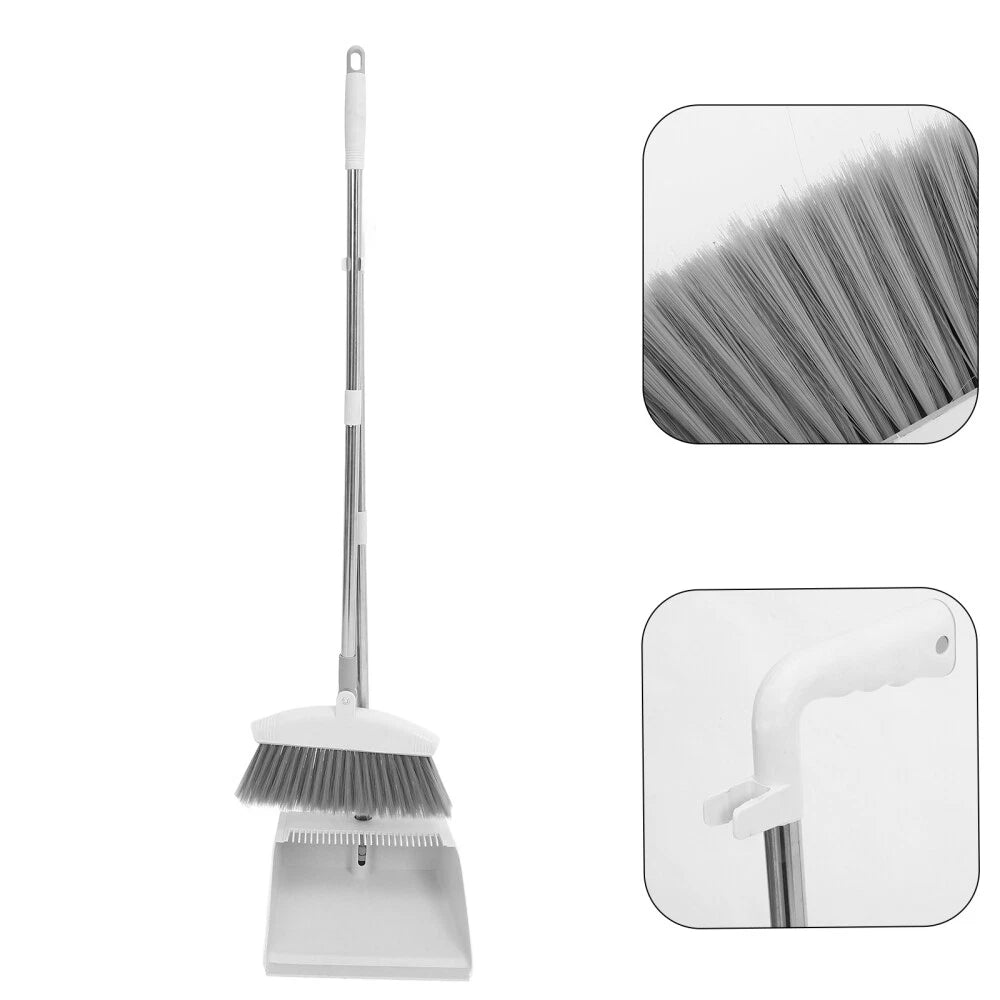2 Sets Broom Set with Long Handle, Collapsible Broom Dustpan Set,-