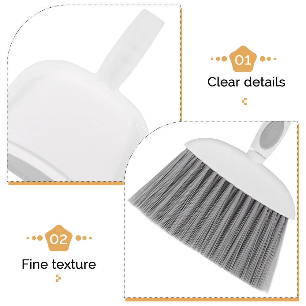 2 Sets Table Cleaning Small Broom with Dustpan Plastic Mini Duster-