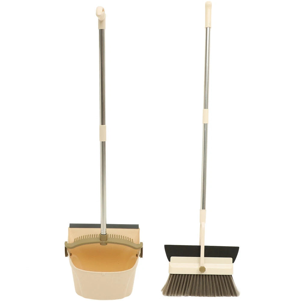 2 Sets Dustpan and Broom Set, Long Handle Broom, Dustpan, Broom,-