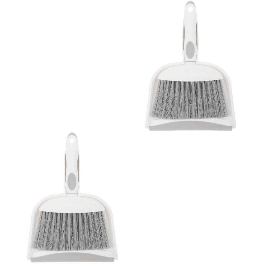 2 Sets Table Cleaning Small Broom with Dustpan Plastic Mini Duster-
