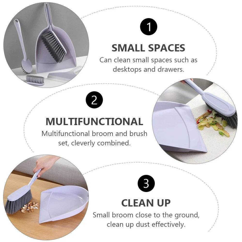 2 Pack Broom Dustpan Child Mini Brooms Small Cleaning Brush for Desk