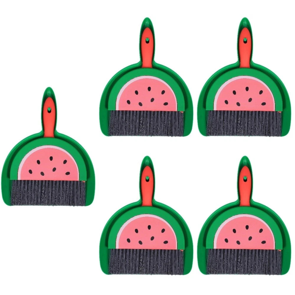 5 Sets Mini Dustpan and Broom Set with Fruit Motif, Small Broom and-
