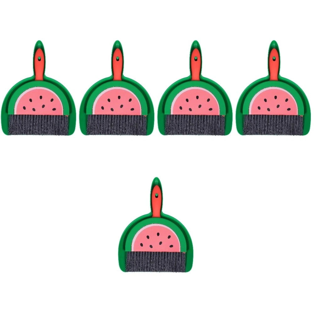 5 Sets Mini Dustpan and Broom Set with Fruit Motif, Small Broom and-