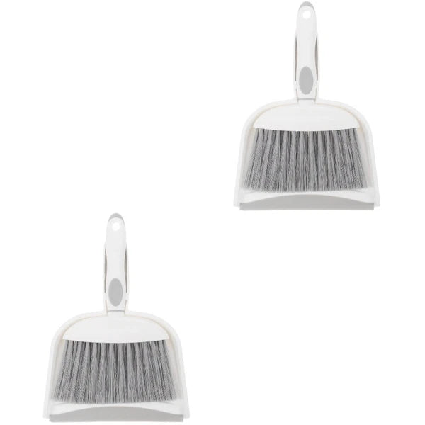2 Sets Table Cleaning Small Broom with Dustpan Plastic Mini Duster-