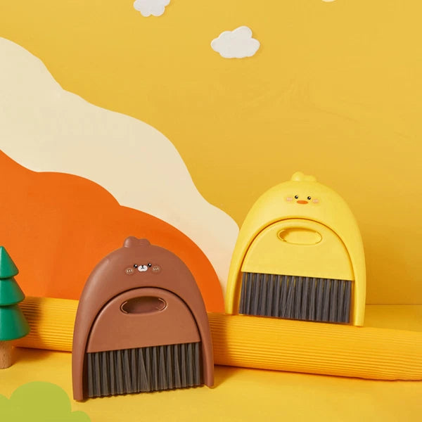 4 Sets Small Broom and Dustpan, Cleaning Kit, Cartoon Sweeper with-