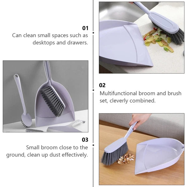2 Pack Broom Dustpan Child Mini Brooms Small Cleaning Brush for Desk