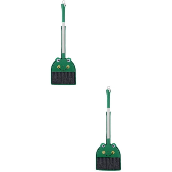 2 Sets Kids Broom and Dustpan Kit Cartoon Broom Dustpan Set Adorable-