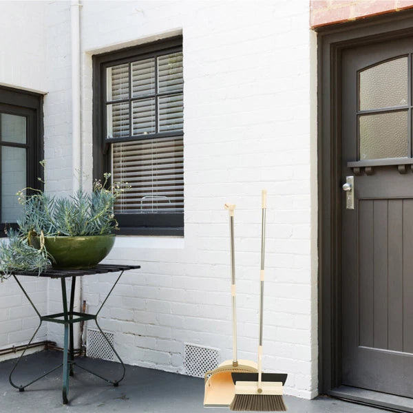 2 Sets Dustpan and Broom Set, Long Handle Broom, Dustpan, Broom,-