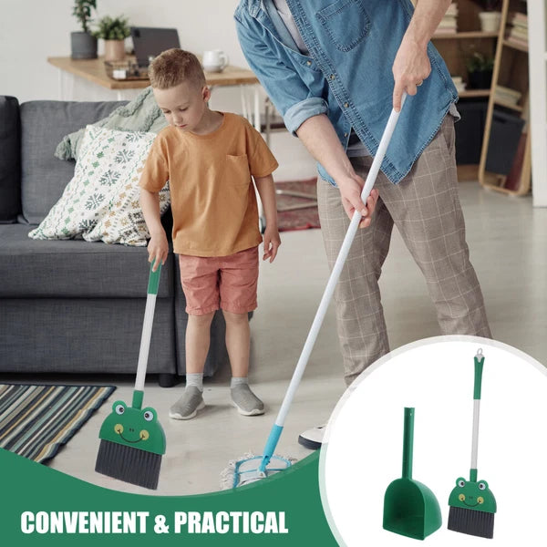 2 Sets Kids Broom and Dustpan Kit Cartoon Broom Dustpan Set Adorable-