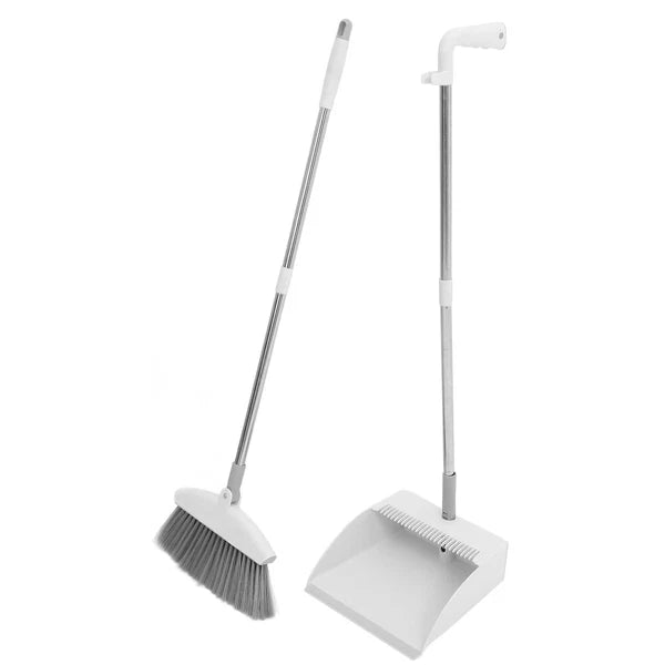 2 Sets Broom and Dustpan Set, Heavy Duty Dustpan Broom Set,-