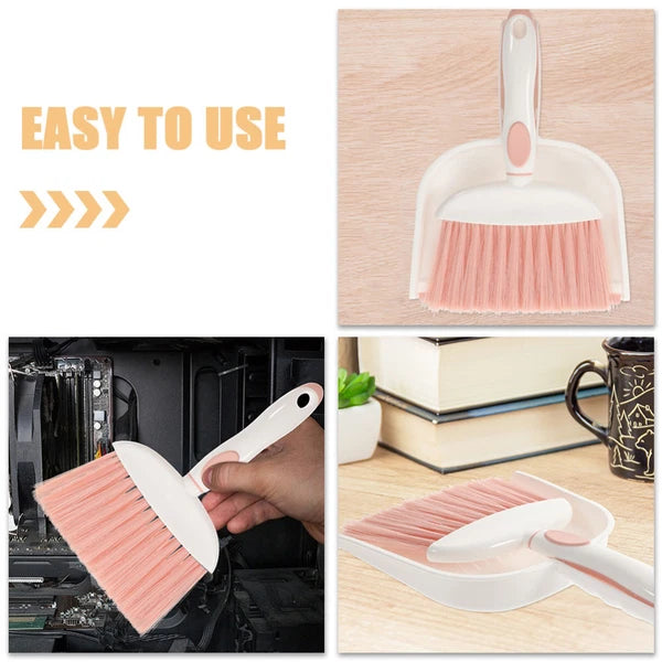 4 Sets Small Broom, Dustpan Set, Table Broom, Broom, Brush and-