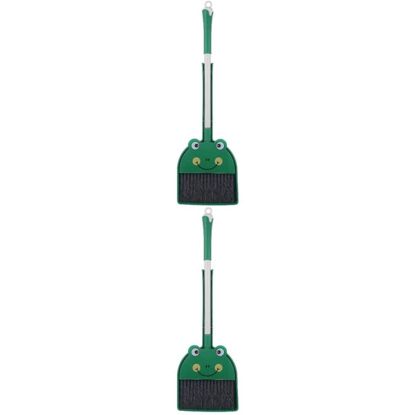 2 Sets Kids Broom and Dustpan Kit Cartoon Broom Dustpan Set Adorable-
