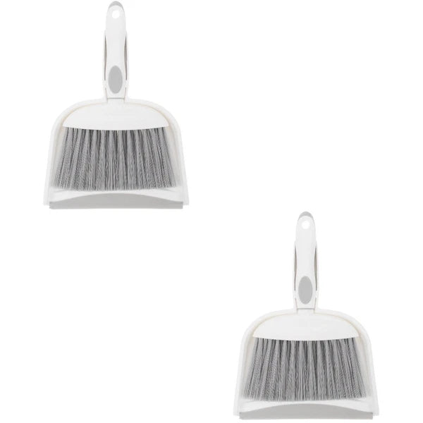 2 Sets Table Cleaning Small Broom with Dustpan Plastic Mini Duster-