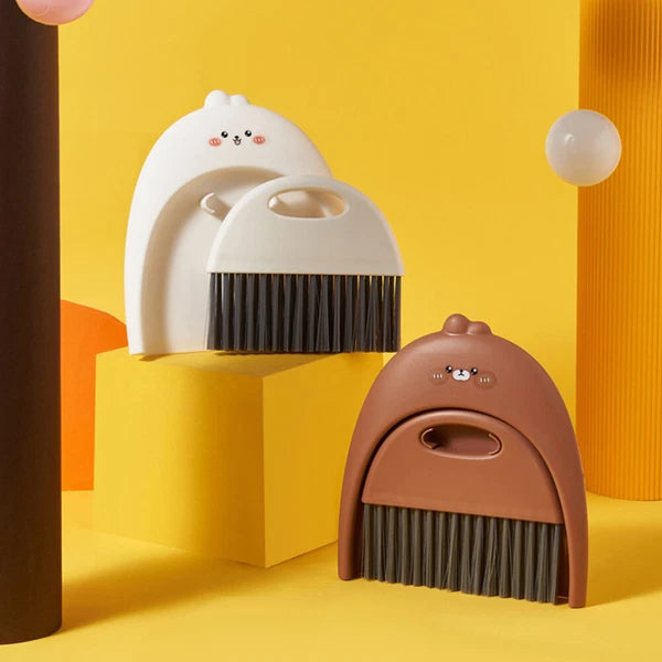 4 Sets Mini Dustpan and Broom Set, Cartoon Small Broom and-
