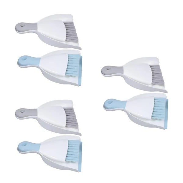 3-Piece Small Broom and Dustpan Set, 4-Piece Mini Trash Can with-