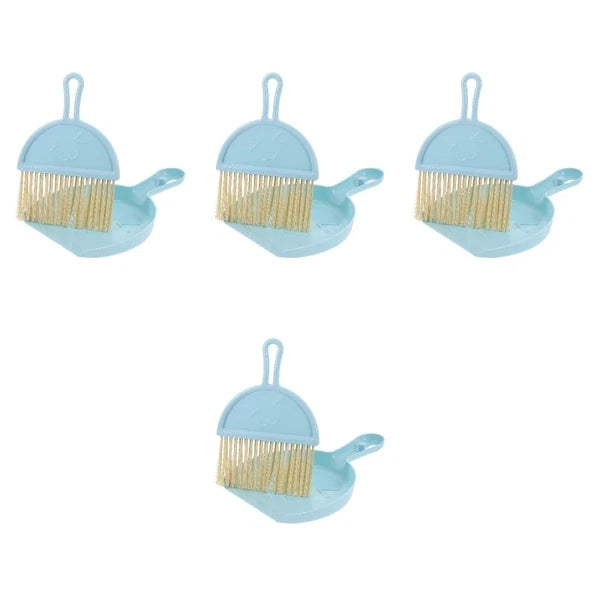 4 Sets Mini Dustpan and Brush Set, Small Broom and Dustpan,-