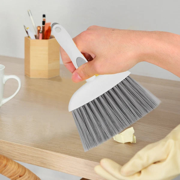 2 Sets Table Cleaning Small Broom with Dustpan Plastic Mini Duster-