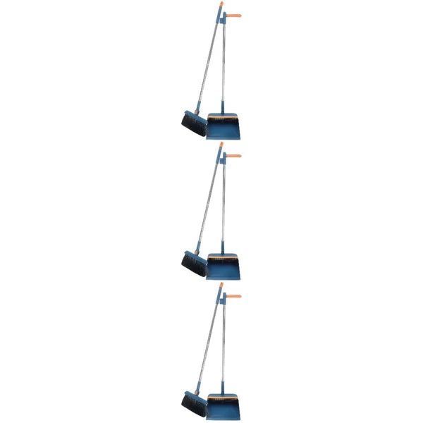 3 Sets Dustpan and Broom Set, Long Handle Broom,-