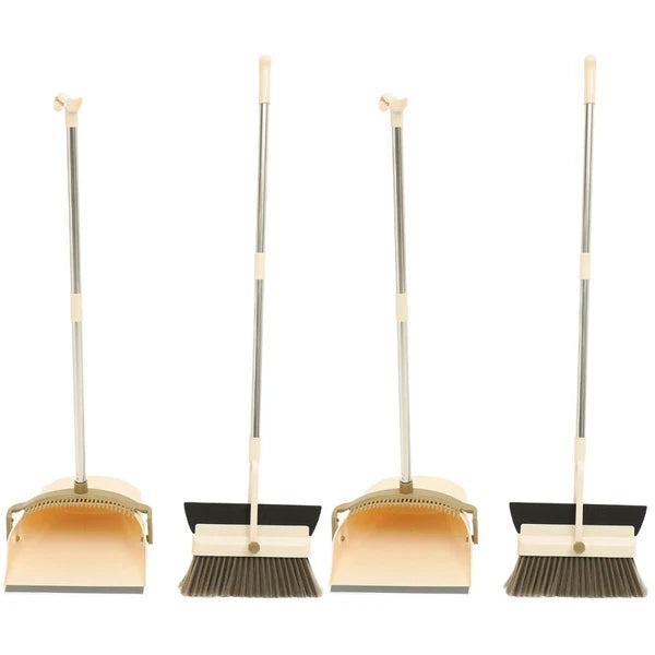 2 Sets Dustpan and Broom Set, Long Handle Broom, Dustpan, Broom,-