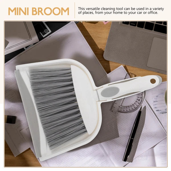 2 Sets Table Cleaning Small Broom with Dustpan Plastic Mini Duster-