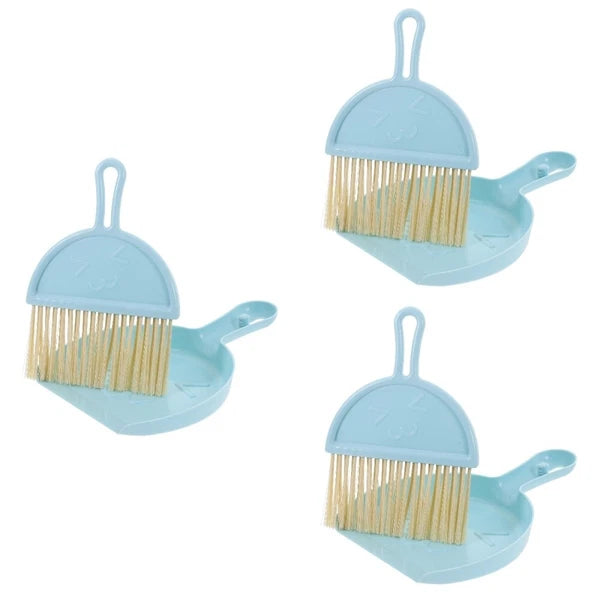 3 Sets Mini Dustpan and Brush Set, Small Broom and Dustpan,-