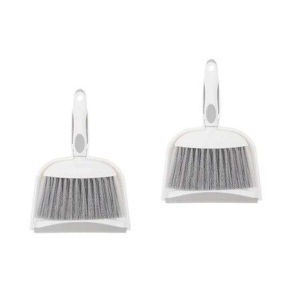 2 Sets Table Cleaning Small Broom with Dustpan Plastic Mini Duster-