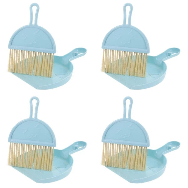 4 Sets Mini Dustpan and Brush Set, Small Broom and Dustpan,-