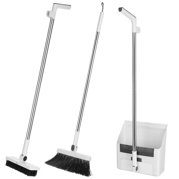 2 Sets Broom and Dustpan, Broom with Dustpan Set, 3-in-1 Folding-