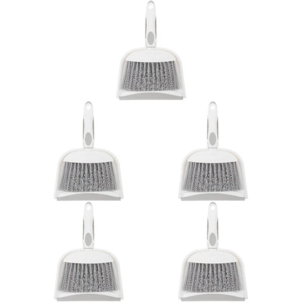 5 Sets Table Cleaning, Small Broom with Dustpan, Plastic,-