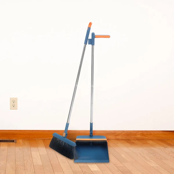 3 Sets Dustpan and Broom Set, Long Handle Broom,-
