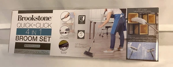 BROOKSTONE Quick-Click 4-in-1 Broom Set Premium Quality NIB!
