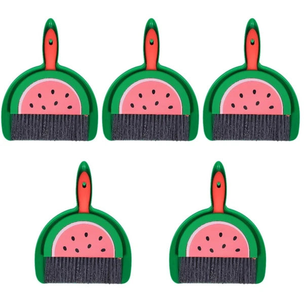 5 Sets Mini Dustpan and Broom Set with Fruit Motif, Small Broom and-