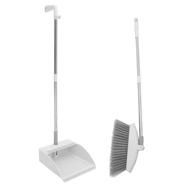 2 Sets Broom and Dustpan Set, Heavy Duty Dustpan Broom Set,-