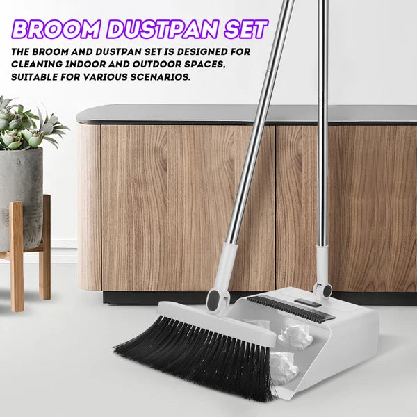 2 Sets Broom and Dustpan, Broom with Dustpan Set, 3-in-1 Folding-