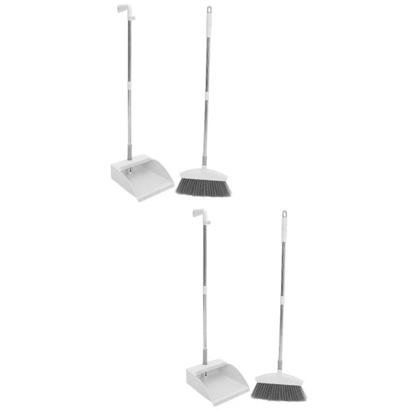 2 Sets Broom Set with Long Handle, Collapsible Broom Dustpan Set,-