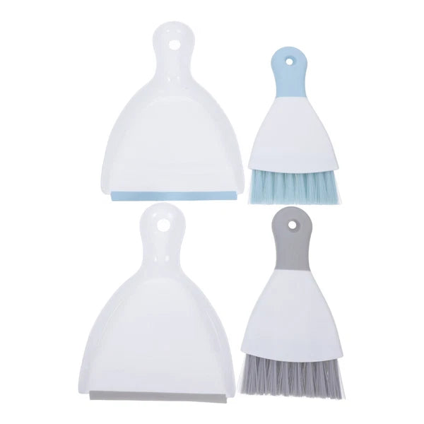 3 Piece Small Broom with Dustpan Set, 4 Piece Dustpan and-