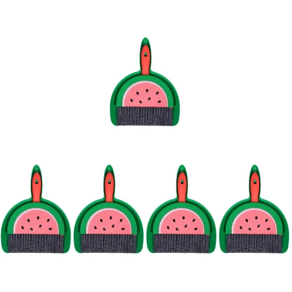 5 Sets Mini Dustpan and Broom Set with Fruit Motif, Small Broom and-
