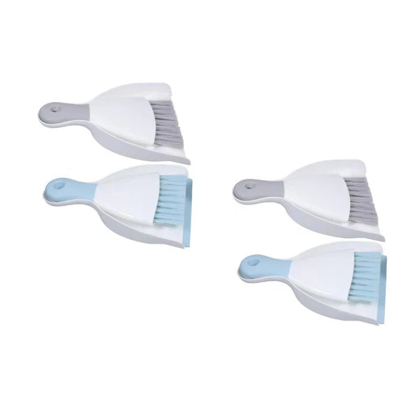 2-Piece Small Broom and Dustpan Set, 4-Piece Mini Trash Can with-