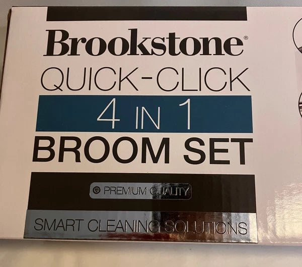 BROOKSTONE Quick-Click 4-in-1 Broom Set Premium Quality NIB!