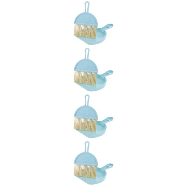 4 Sets Mini Dustpan and Brush Set, Small Broom and Dustpan,-