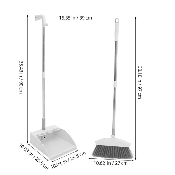 2 Sets Broom Set with Long Handle, Collapsible Broom Dustpan Set,-
