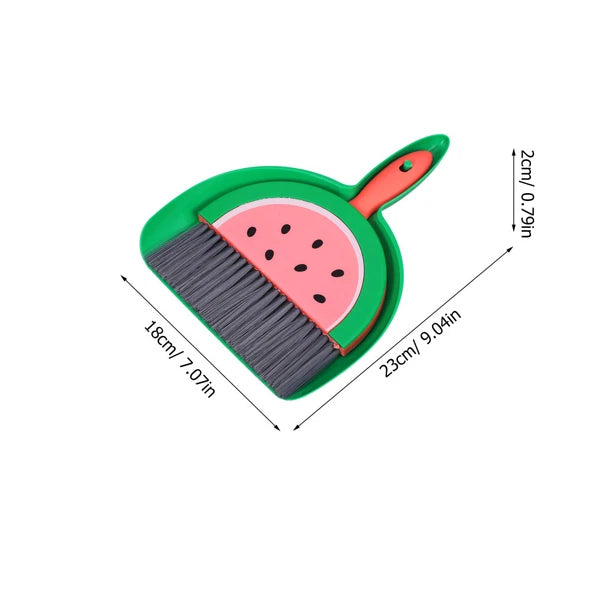 5 Sets Mini Dustpan and Broom Set with Fruit Motif, Small Broom and-