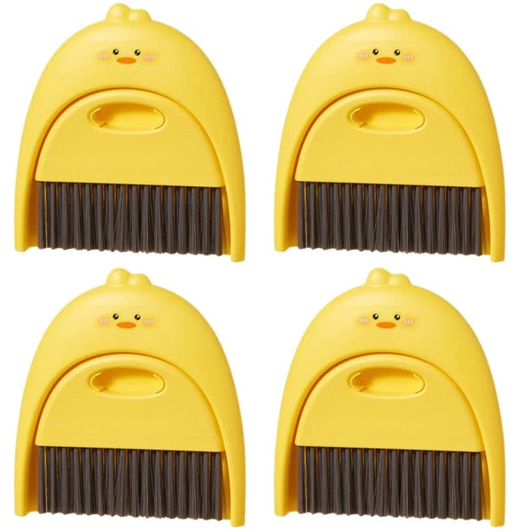 4 Sets Small Broom and Dustpan, Cleaning Kit, Cartoon Sweeper with-